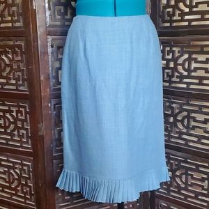 Ann Taylor size 4 blue pencil skirt with pleated trim